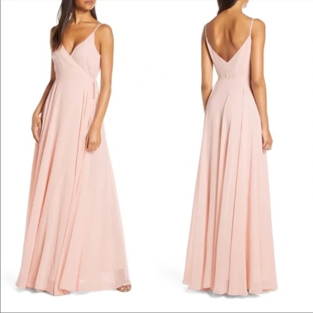 BNWT Jenny Yoo James wrap dress Size 12 Soft Blush